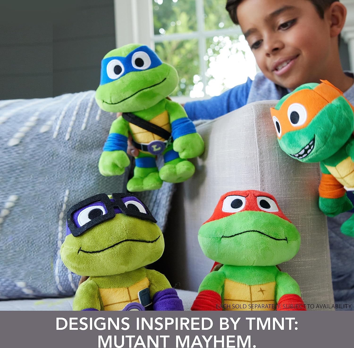 Teenage Mutant Ninja Turtles: Mutant Mayhem Leonardo Plush Toy, 8 Inch Blue Masked Soft Doll of TMNT Movie Character Leader Leo, HRC77