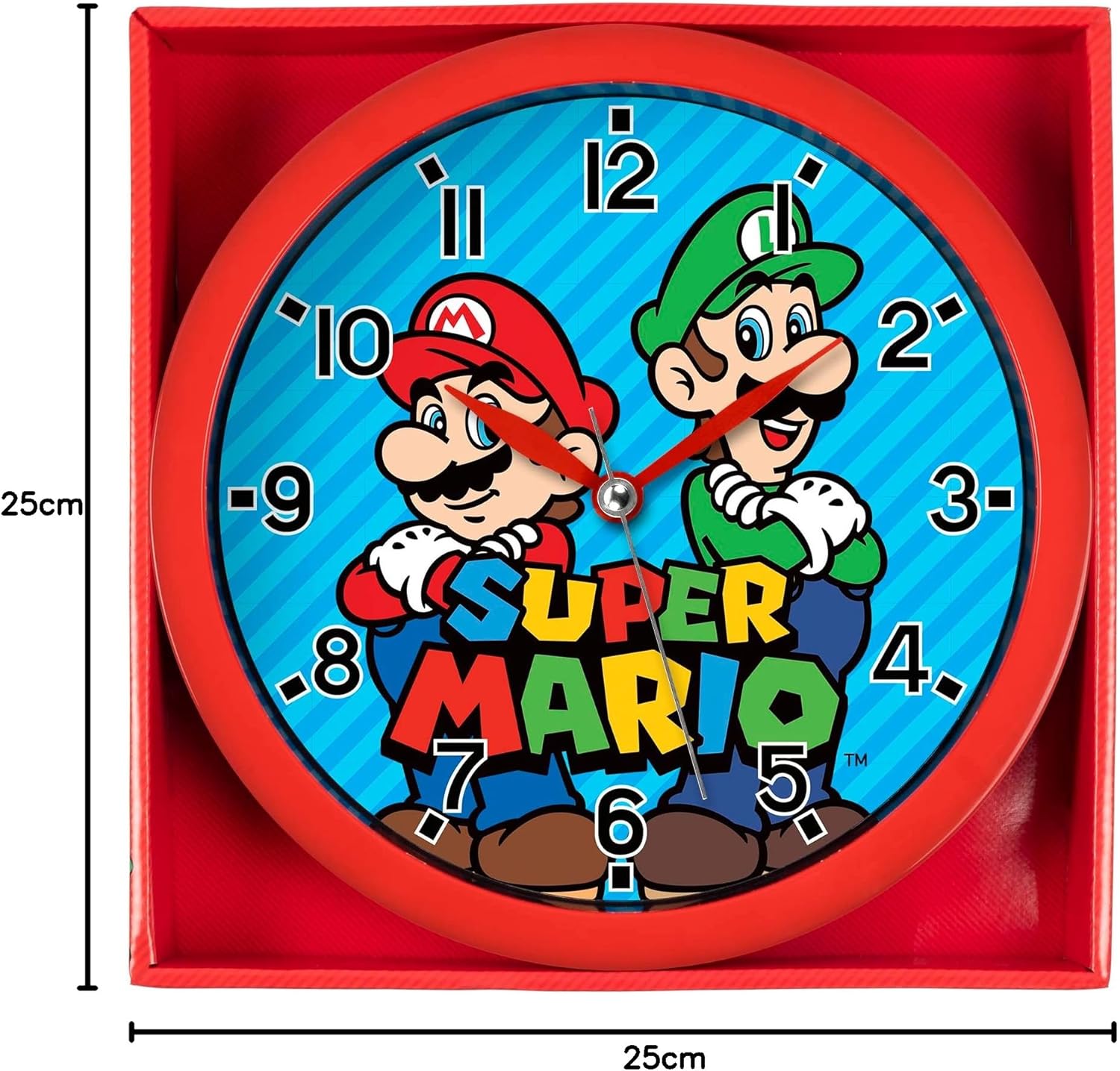 Nintendo Super Mario Brothers Red & Blue Wall Clock GSM3047