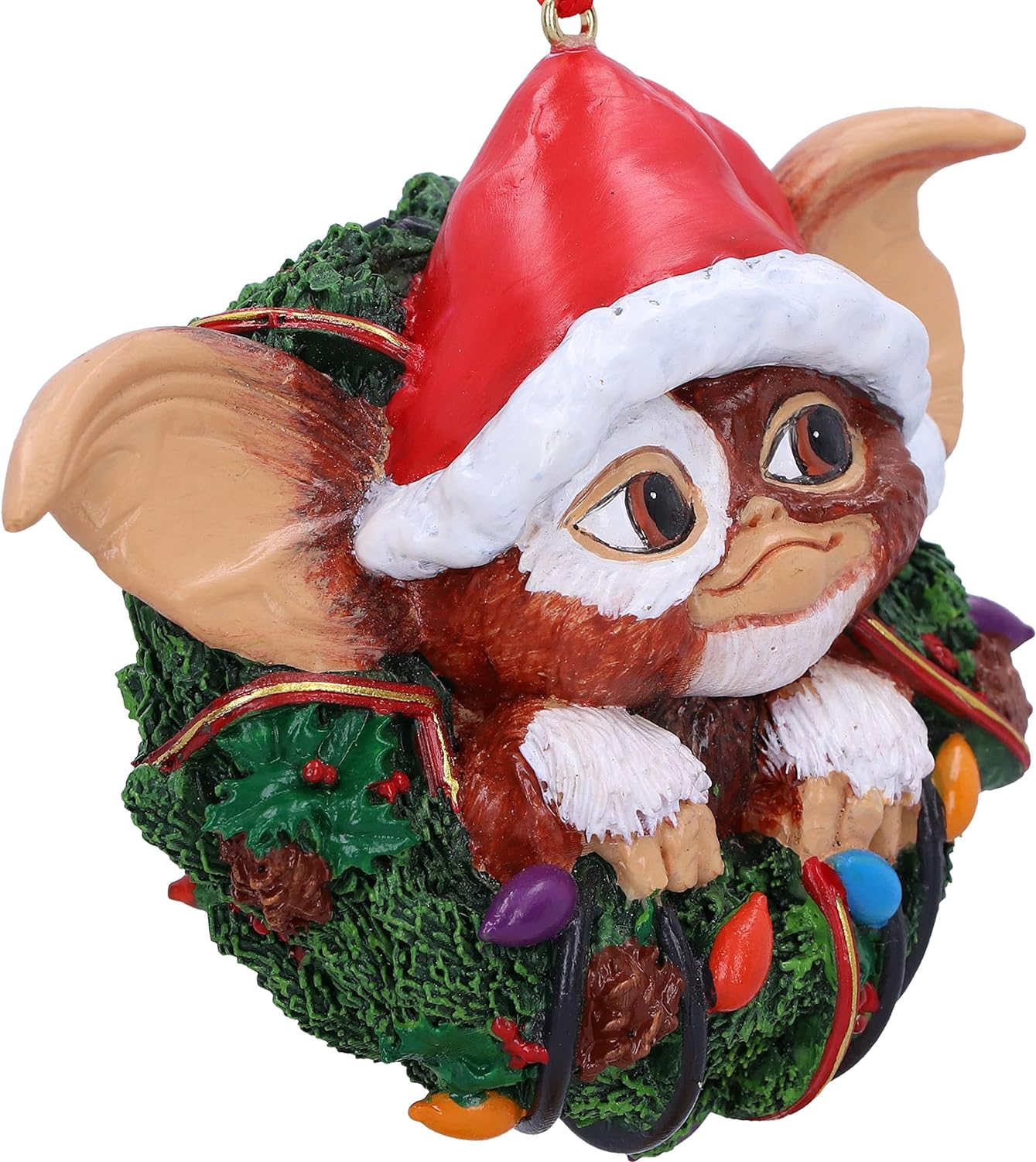 Nemesis Now Gremlins Gizmo in Wreath Hanging Ornament 9.5cm, Resin, Officially Licensed Gremlins Merchandise, Gremlins Christmas Decoration, Cast in the Finest Resin, Hand-Painted