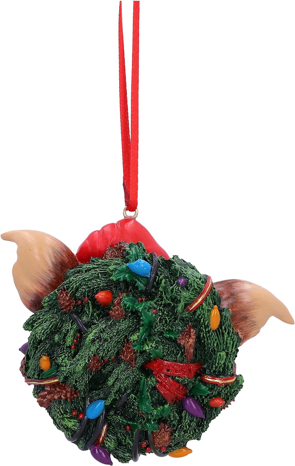 Nemesis Now Gremlins Gizmo in Wreath Hanging Ornament 9.5cm, Resin, Officially Licensed Gremlins Merchandise, Gremlins Christmas Decoration, Cast in the Finest Resin, Hand-Painted