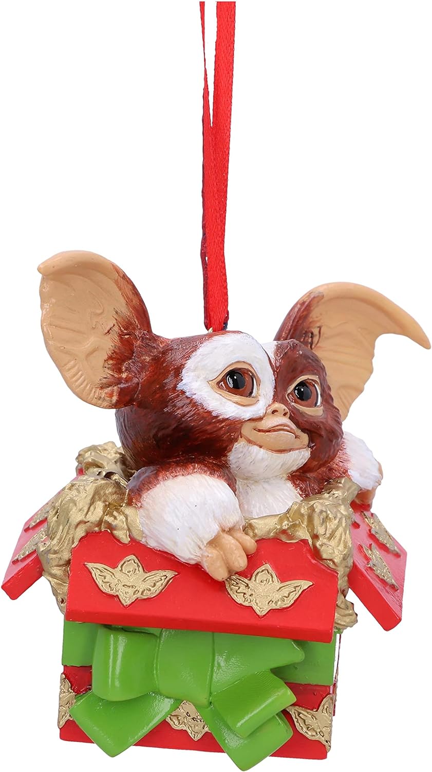 Nemesis Now Gremlins Gizmo Gift Hanging Ornament 10cm, Resin, Officially Licensed Gremlins Merchandise, Gremlins Christmas Decoration, Cast in the Finest Resin, Hand-Painted
