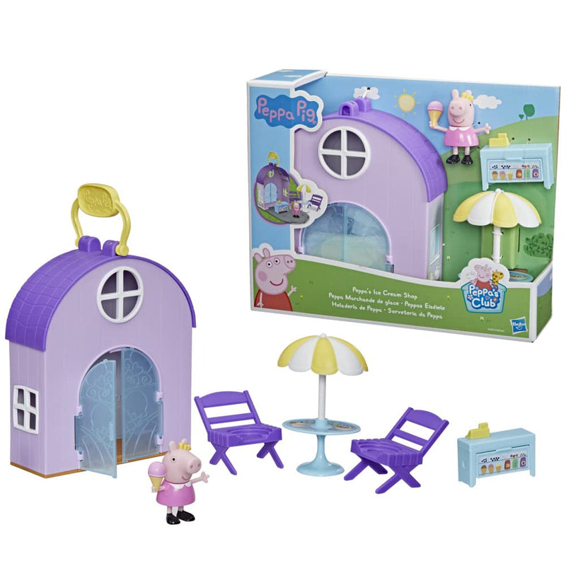 Peppa Pig Peppa's Club Peppa's Ice Cream Shop Preschool Toy; 1 Figure, 4 Accessories, Carry Handle, for Ages 3 and Up, Multicolor (F4387)