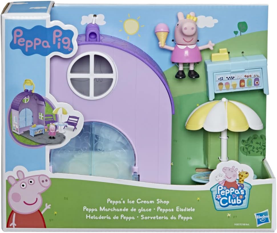 Peppa Pig Peppa's Club Peppa's Ice Cream Shop Preschool Toy; 1 Figure, 4 Accessories, Carry Handle, for Ages 3 and Up, Multicolor (F4387)