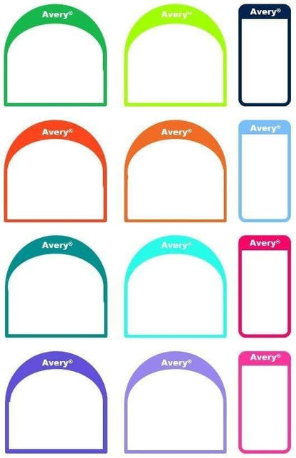 Avery Shoes Labels, Name Labels, Stick on School Labels, 24 Labels per Pack (2 Sizes in The Pack: 30x30 mm, 15x30 mm), White with Bold Coloured Edges