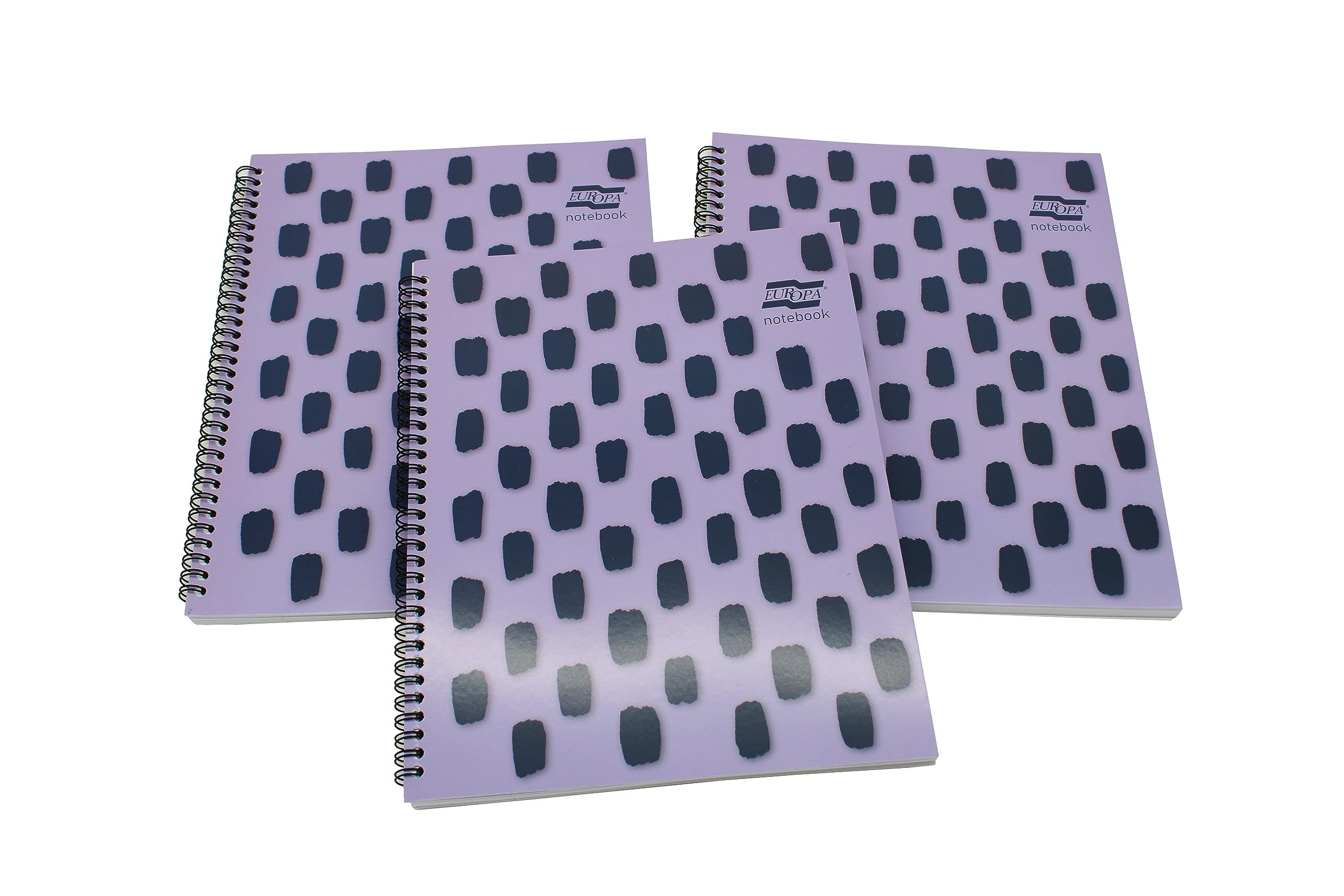 Exacompta Europa Splash - Ref EU1502Z Wirebound Notebooks, Bright Cover, 160 Lined Pages, A4+ Size with Micro-Perforated Pages, Pack of 3 Purple Cover