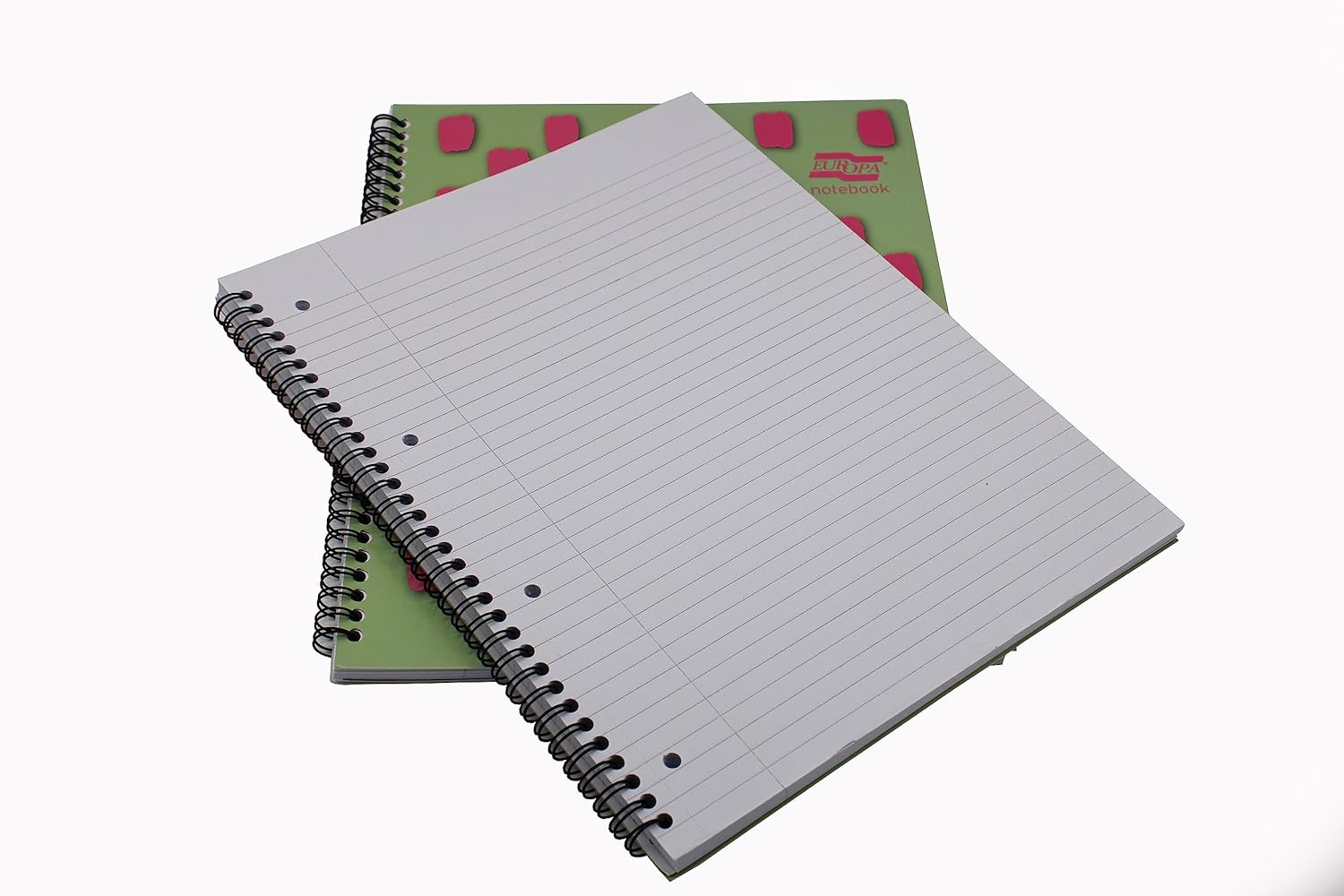 Exacompta Europa Splash - Ref EU1503Z Wirebound Notebooks, Bright Cover, 160 Lined Pages, A4+ Size with Micro-Perforated Pages, Pack of 3 Pink/Green Cover