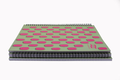 Exacompta Europa Splash - Ref EU1503Z Wirebound Notebooks, Bright Cover, 160 Lined Pages, A4+ Size with Micro-Perforated Pages, Pack of 3 Pink/Green Cover