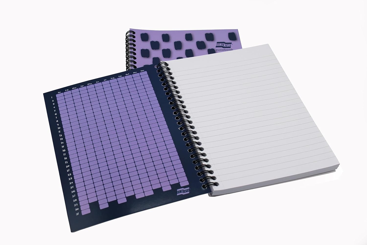 Exacompta Europa Splash - Ref EU1504Z Wirebound Notebooks, Bright Cover, 160 Lined Pages, A5 Size with Micro-Perforated Pages, Pack of 3 Purple Cover