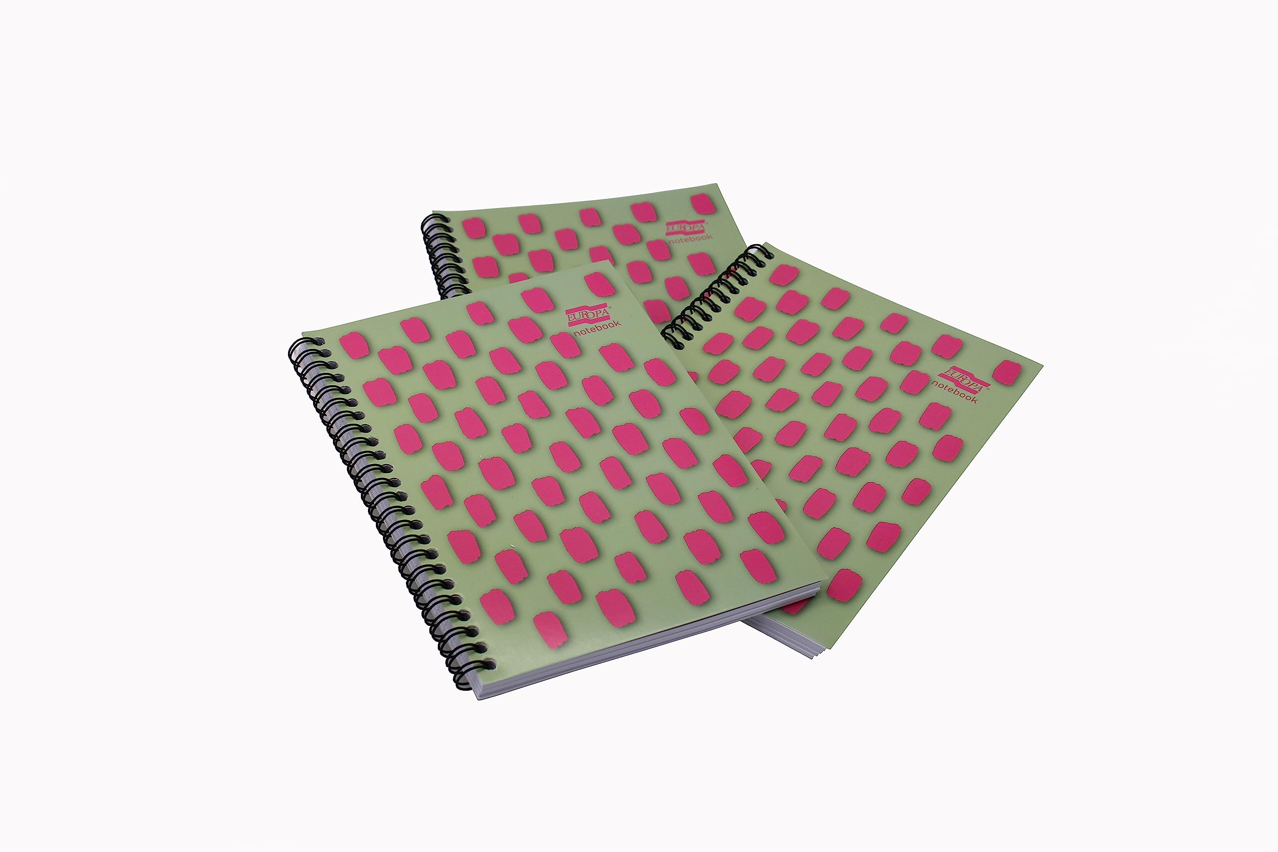 Exacompta Europa Splash - Ref EU1505Z Wirebound Notebooks, Bright Cover, 160 Lined Pages, A5 Size with Micro-Perforated Pages, Pack of 3 Pink/Green Cover
