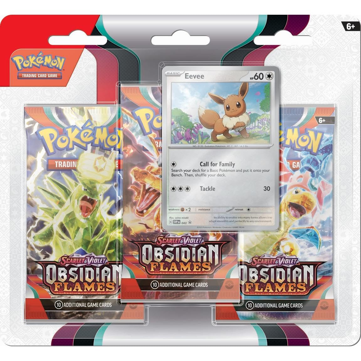 Pokémon TCG – Scarlet and Purple – Blister Pack of 3 Eevee Obsidian and Tomberro Flame Booster Packs (1 Booster Pack of 1