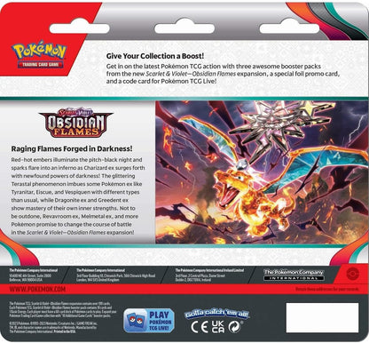 Pokémon TCG – Scarlet and Purple – Blister Pack of 3 Eevee Obsidian and Tomberro Flame Booster Packs (1 Booster Pack of 1