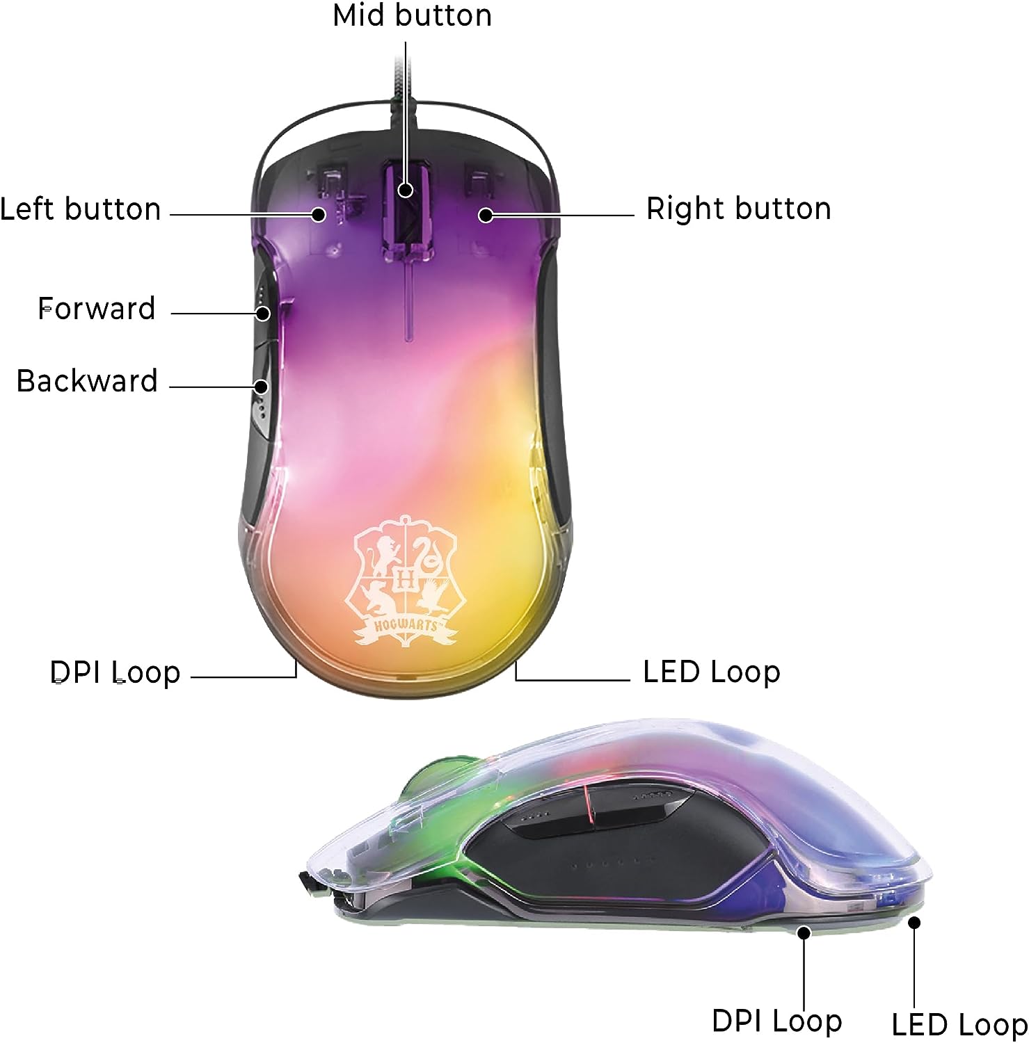 Trade invaders Souris Filaire Gaming Retro-Eclairage LED - Harry Potter