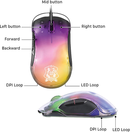 Trade invaders Souris Filaire Gaming Retro-Eclairage LED - Harry Potter