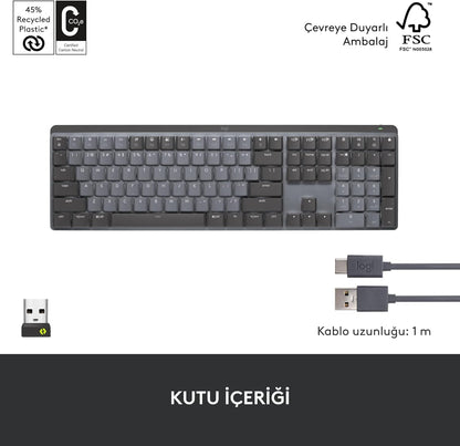 Logitech MX Mechanical Wireless Illuminated Performance Keyboard, Tactile Quiet Switches, QWERTY US International Layout