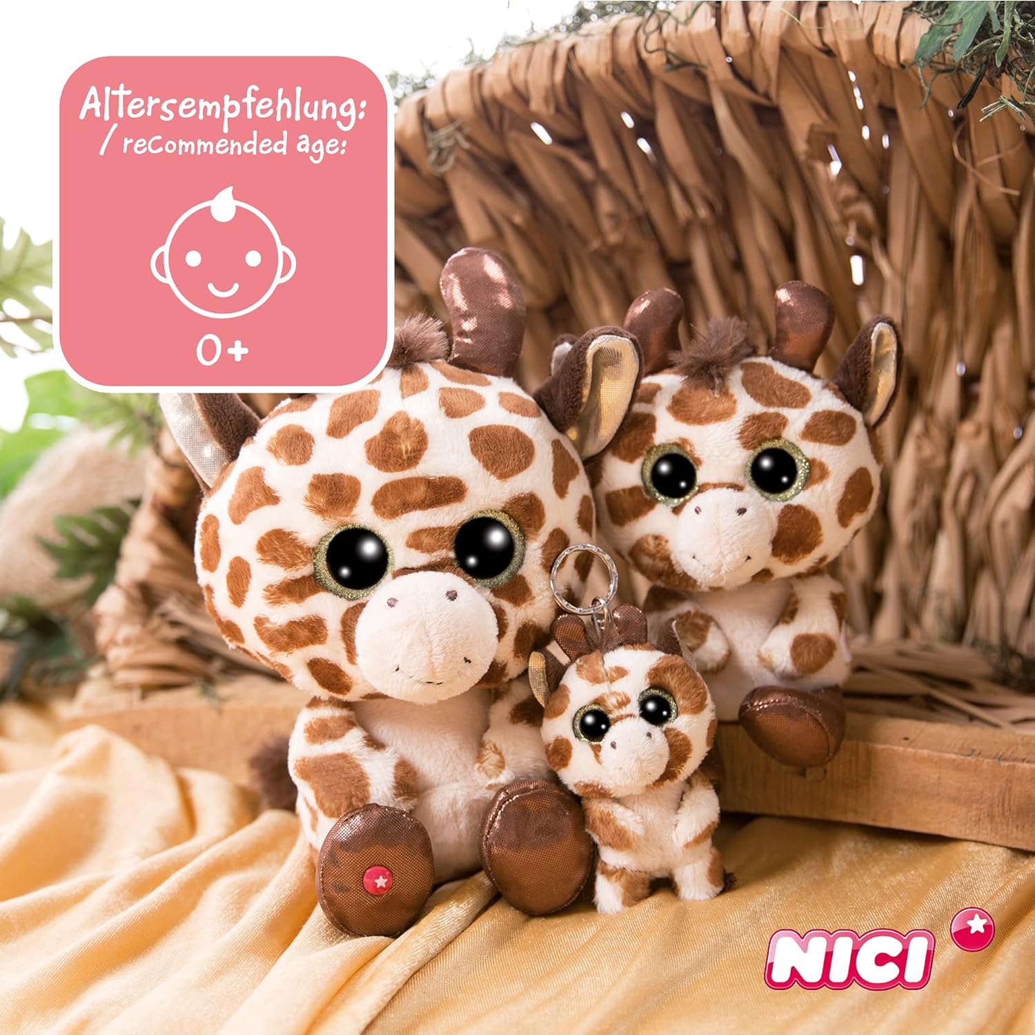 NICI 46944 Original – Glubschis Giraffe Halla 15 cm – Cute Cuddly Toys – Fluffy Stuffed Big Glittery Eyes – Plush Zoo Animals to Cuddle & Play, Beige/Brown 15 cm Giraffe
