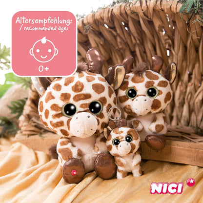 NICI 46944 Original – Glubschis Giraffe Halla 15 cm – Cute Cuddly Toys – Fluffy Stuffed Big Glittery Eyes – Plush Zoo Animals to Cuddle & Play, Beige/Brown 15 cm Giraffe