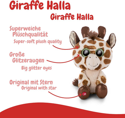 NICI 46944 Original – Glubschis Giraffe Halla 15 cm – Cute Cuddly Toys – Fluffy Stuffed Big Glittery Eyes – Plush Zoo Animals to Cuddle & Play, Beige/Brown 15 cm Giraffe