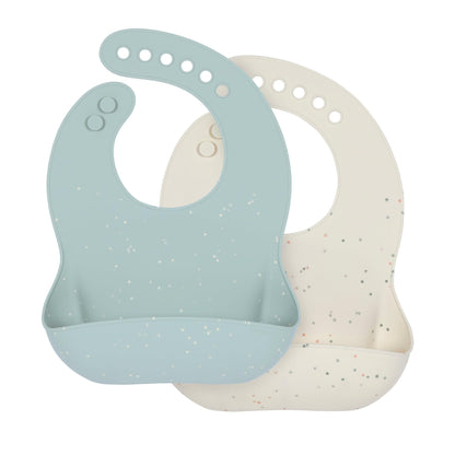 LÄSSIG Siliconen slabbetjes voor baby's (2 stuks), kleine kinderen, slabbetjes met opvangbak, vaatwasmachinebestendig