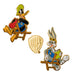 Cinereplicas - Set di 2 spille in metallo Bugs Bunny e Daffy Duck a Hogwarts/Titti e Silvestro/Bugs Bunny e Daffy Duck degli studi Warner Bros ~5cm - Licenza ufficiale