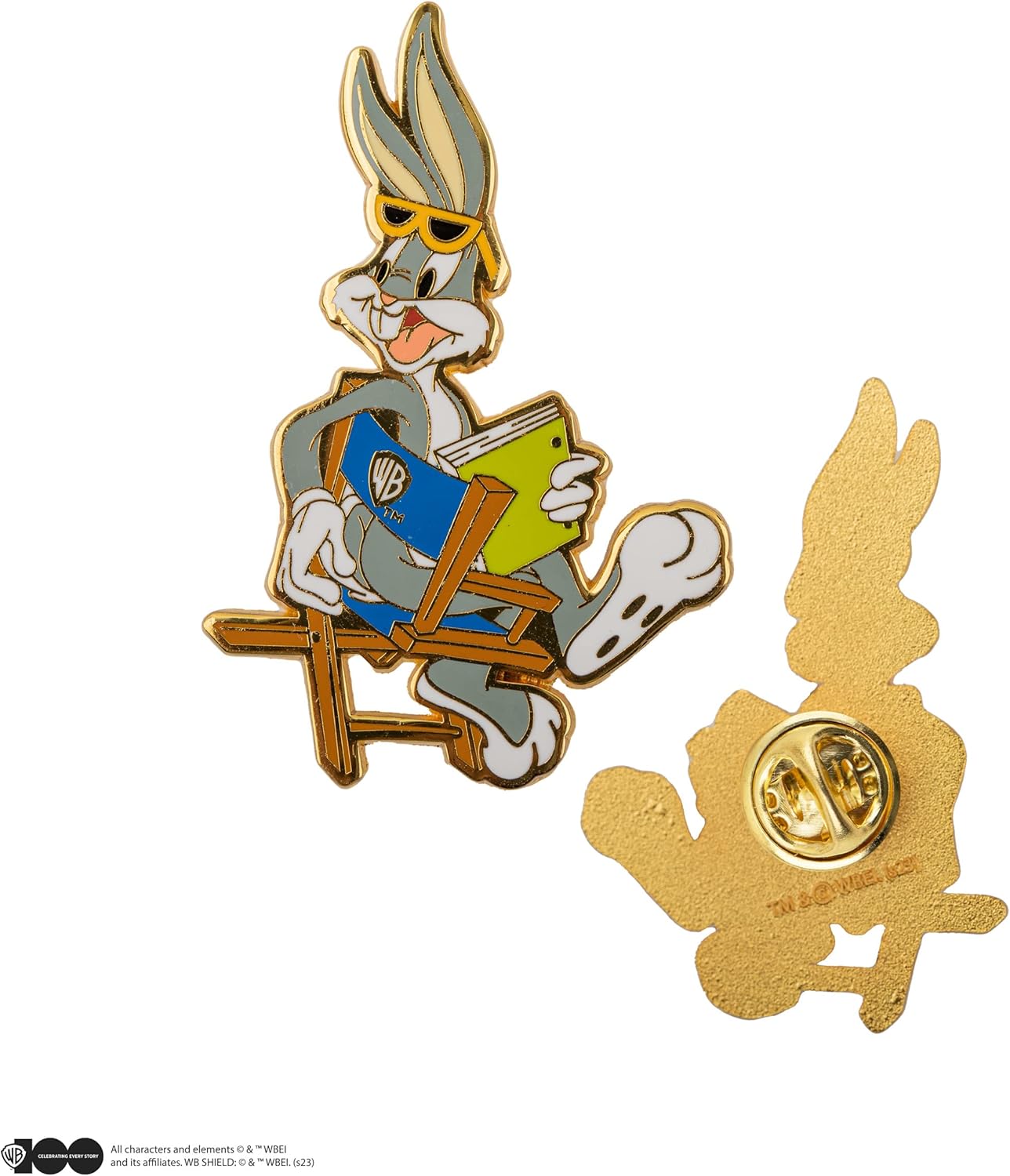 Cinereplicas - Set di 2 spille in metallo Bugs Bunny e Daffy Duck a Hogwarts/Titti e Silvestro/Bugs Bunny e Daffy Duck degli studi Warner Bros ~5cm - Licenza ufficiale