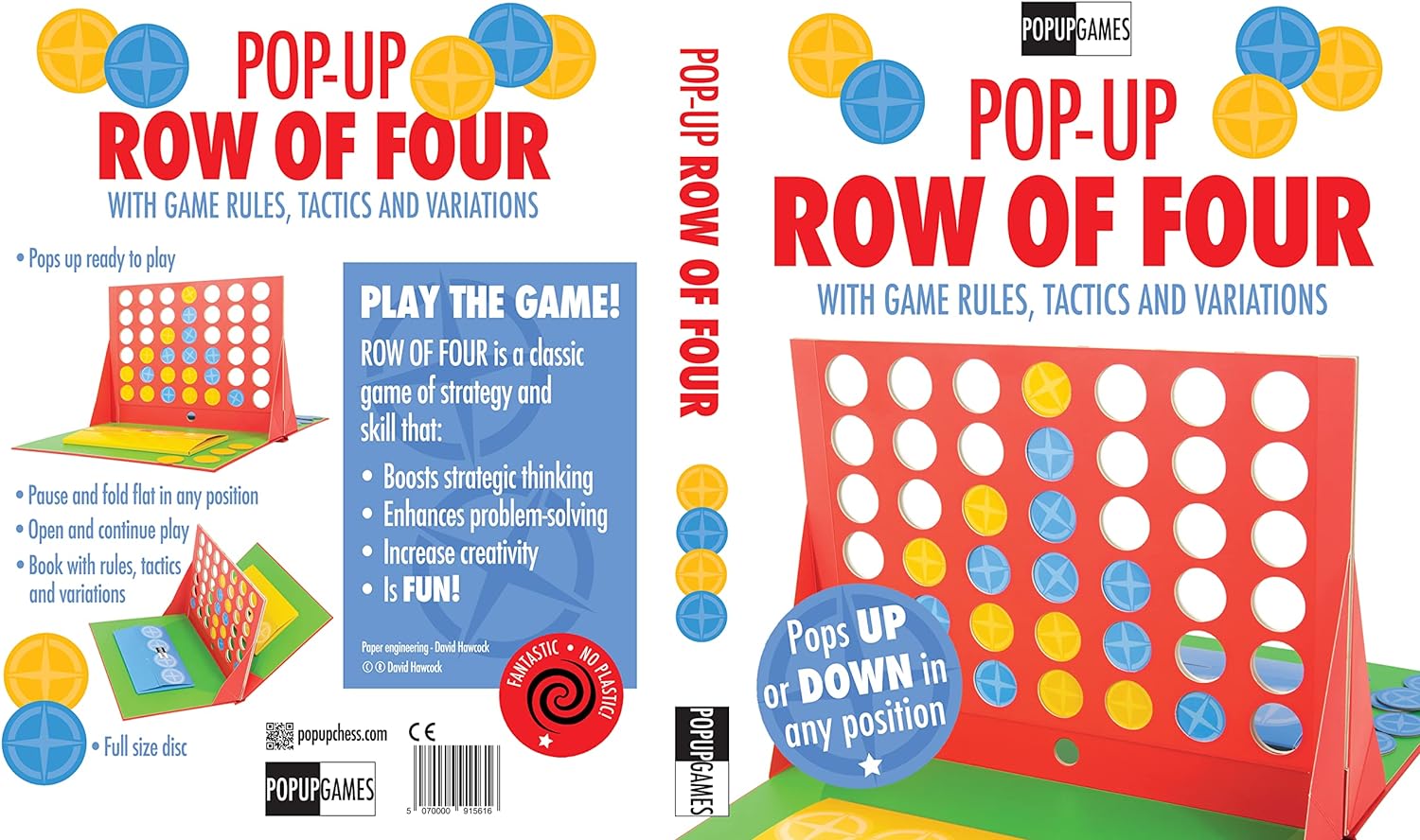 Pop-Up Games 4 in a Row - Unique Folding Design of Classic Connect 4 Game - Pop up Row of 4 Strategy Board Game for Kids/Children/Adults