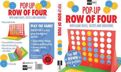 Pop-Up Games 4 in a Row - Unique Folding Design of Classic Connect 4 Game - Pop up Row of 4 Strategy Board Game for Kids/Children/Adults