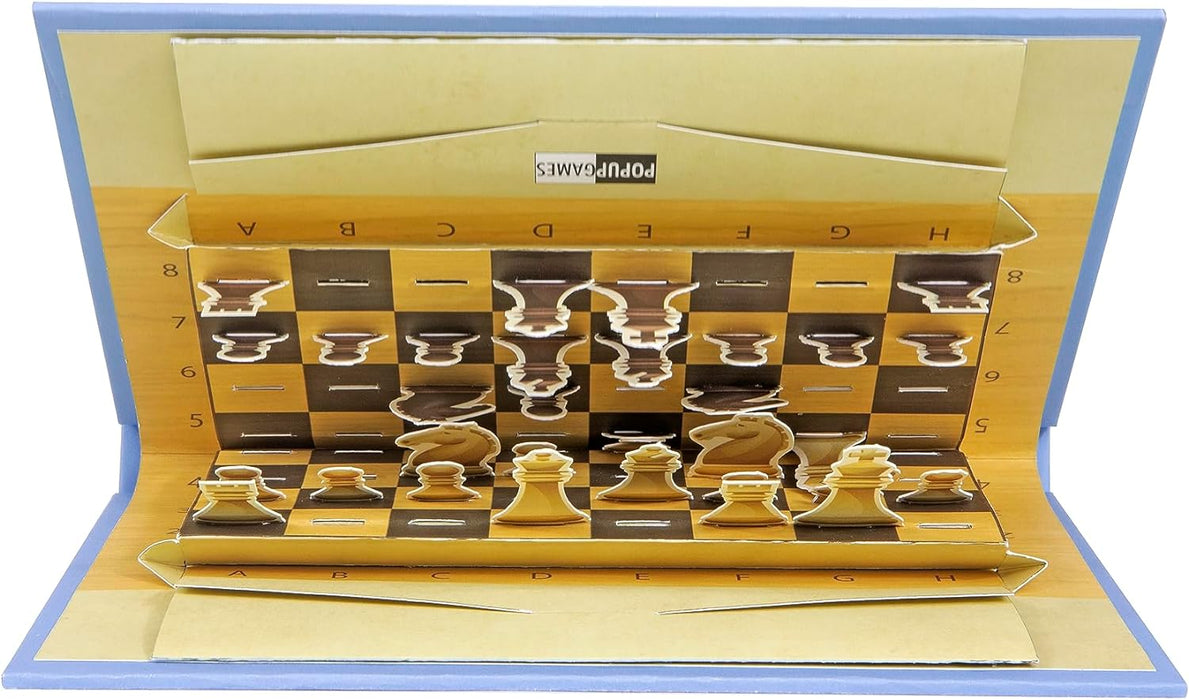 Pop-Up Games Pocket Pop-Up Chess Set - Unique Foldable Design Travel Chess Piece Set - Traditional Strategy Board Game for Kids/Children/Adults