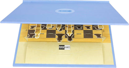 Pop-Up Games Pocket Pop-Up Chess Set - Unique Foldable Design Travel Chess Piece Set - Traditional Strategy Board Game for Kids/Children/Adults