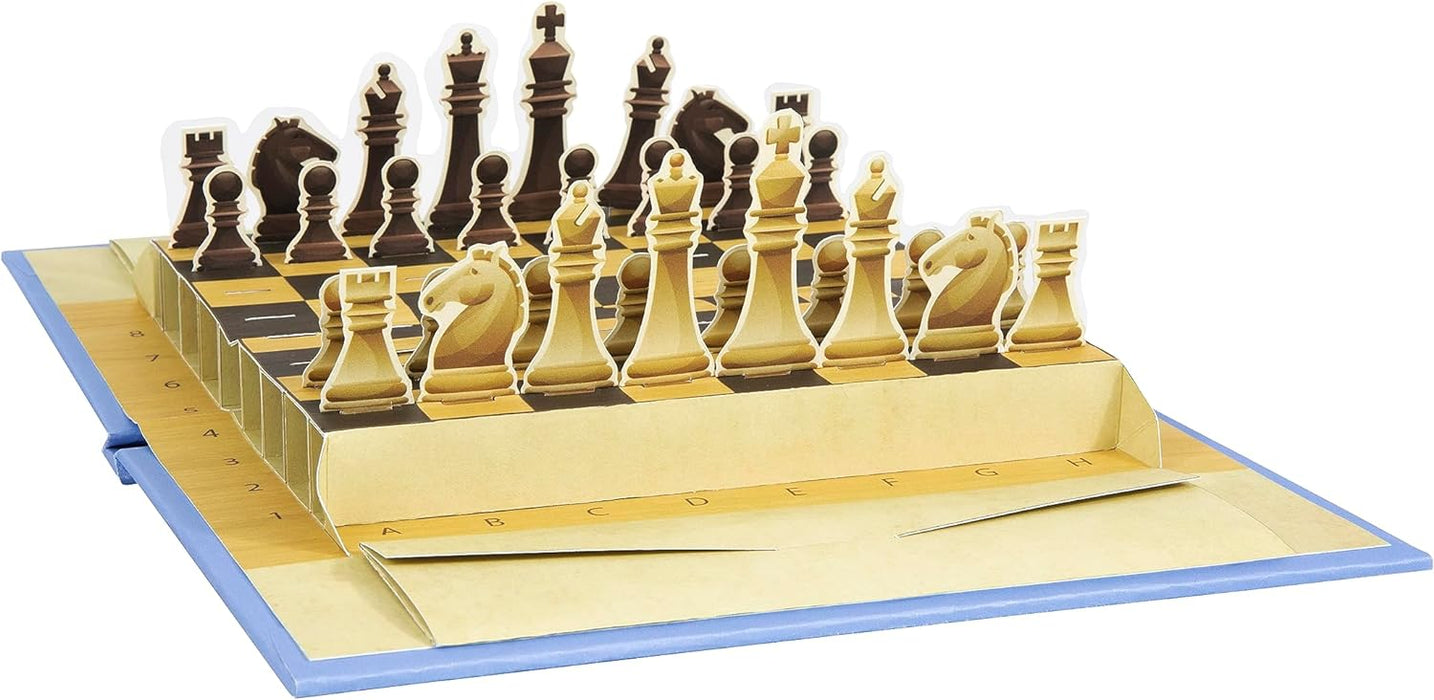 Pop-Up Games Pocket Pop-Up Chess Set - Unique Foldable Design Travel Chess Piece Set - Traditional Strategy Board Game for Kids/Children/Adults