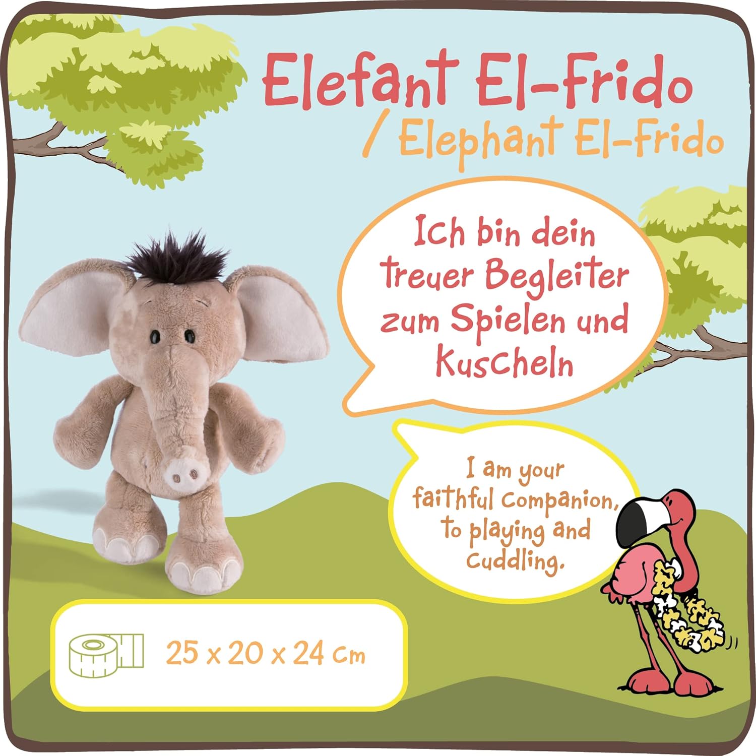 NICI Olifant Knuffeldier El-Frido 25 cm – Olifantenknuffels voor Meisjes, Jongens en Baby's – Pluizige Olifant Knuffel om te Spelen, Knuffelen en Verzamelen – Gezellige Pluche Dieren