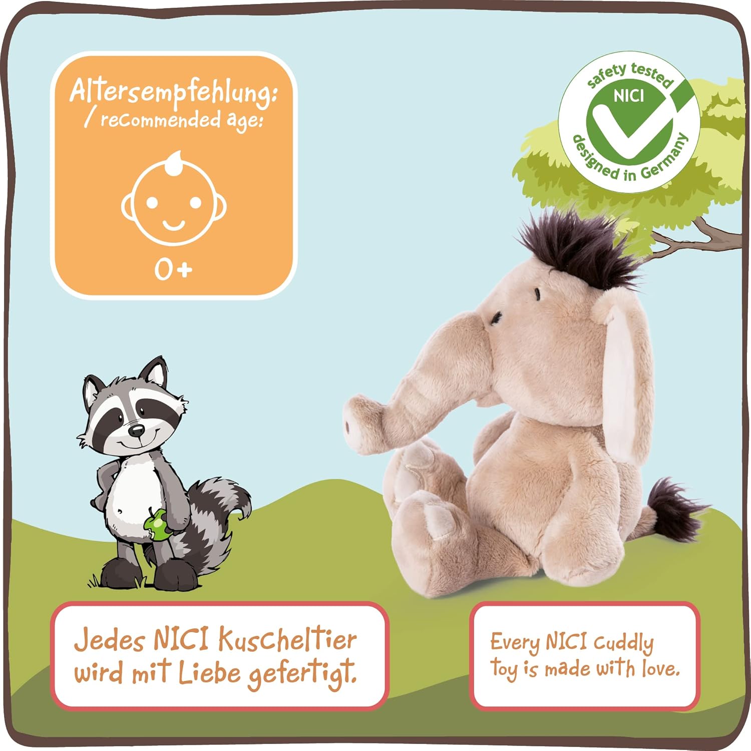 NICI Olifant Knuffeldier El-Frido 25 cm – Olifantenknuffels voor Meisjes, Jongens en Baby's – Pluizige Olifant Knuffel om te Spelen, Knuffelen en Verzamelen – Gezellige Pluche Dieren