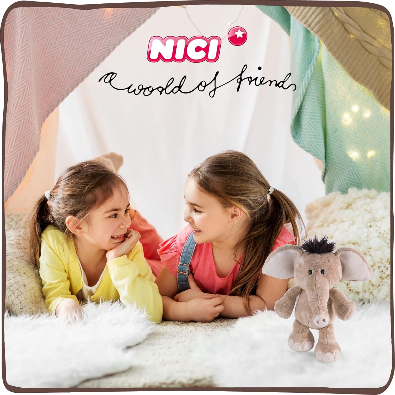 NICI Olifant Knuffeldier El-Frido 25 cm – Olifantenknuffels voor Meisjes, Jongens en Baby's – Pluizige Olifant Knuffel om te Spelen, Knuffelen en Verzamelen – Gezellige Pluche Dieren