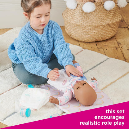 Casdon Baby Huggles Changing Mat Set. Dolls Changing Mat For Children Aged 3+. Includes Reusable Nappy, Brush, Pretend Talc And More, Pink