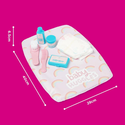 Casdon Baby Huggles Changing Mat Set. Dolls Changing Mat For Children Aged 3+. Includes Reusable Nappy, Brush, Pretend Talc And More, Pink