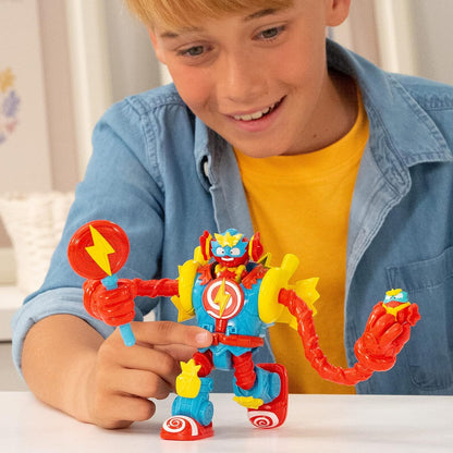 SUPERTHINGS Superbot Power Arms Sugarfun – Articulated hero robot with flexible arms and combat accessory. Includes 1 exclusive Kazoom Kid and 1 exclusive SuperThing