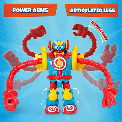 SUPERTHINGS Superbot Power Arms Sugarfun – Articulated hero robot with flexible arms and combat accessory. Includes 1 exclusive Kazoom Kid and 1 exclusive SuperThing