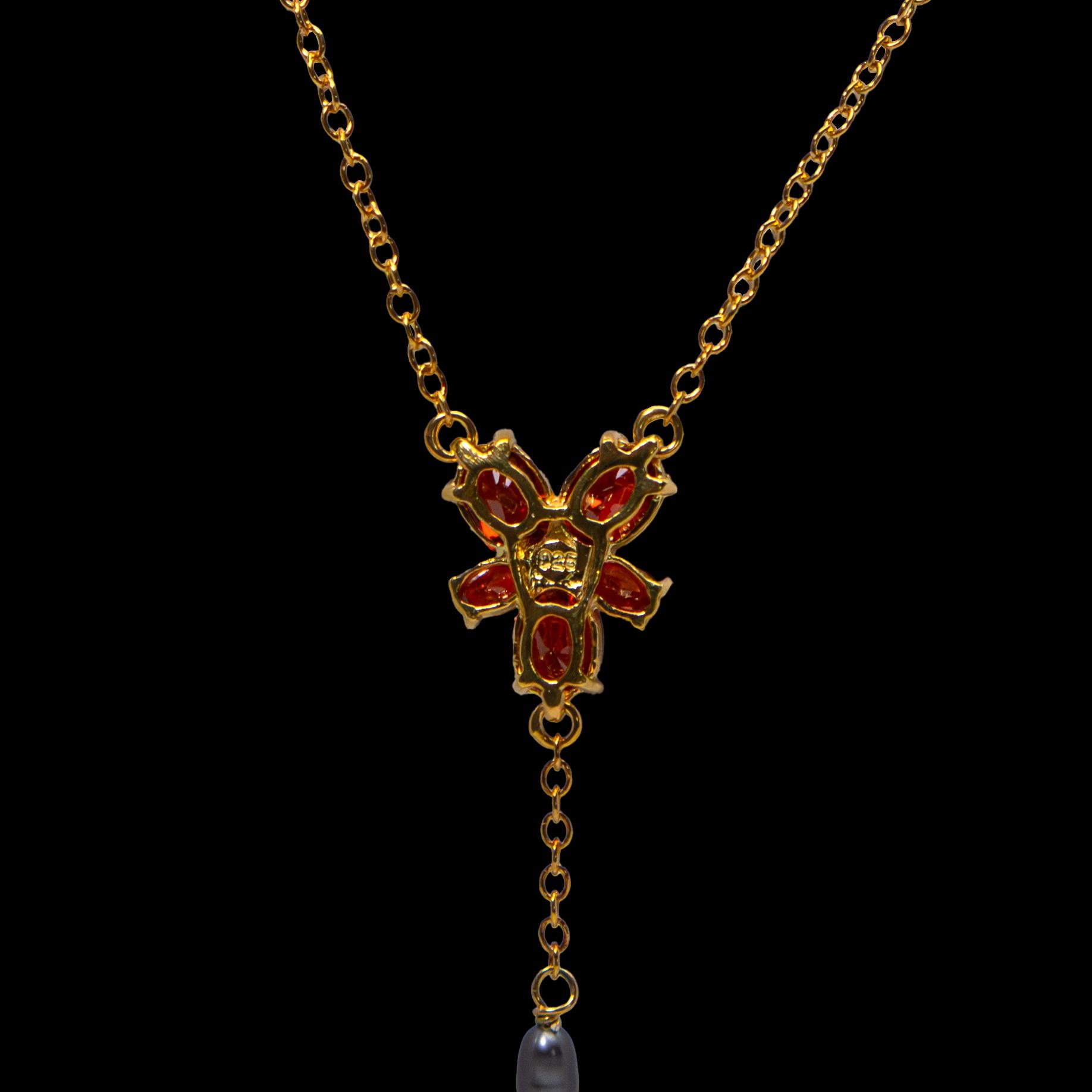 The Noble Collection Harry Potter Hermione Red Crystal Necklace - 18in (46cm) Gold Plated Sterling Silver Chain with Freshwater Pearls - Officially Licensed Harry Potter Film Set Jewellery Gifts