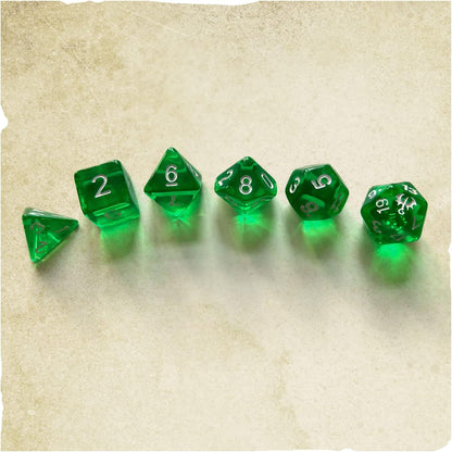 Dragonbane: Dice Set - 6 Piece Green Transparent Dice Set, Free League Publishing, Includes D4, D6, D8, D10, D12 & D20