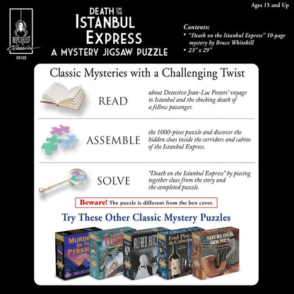 University Games 33122 Death on The Istanbul Express 1000 Piece Murder Mystery Jigsaw Puzzle, Orange