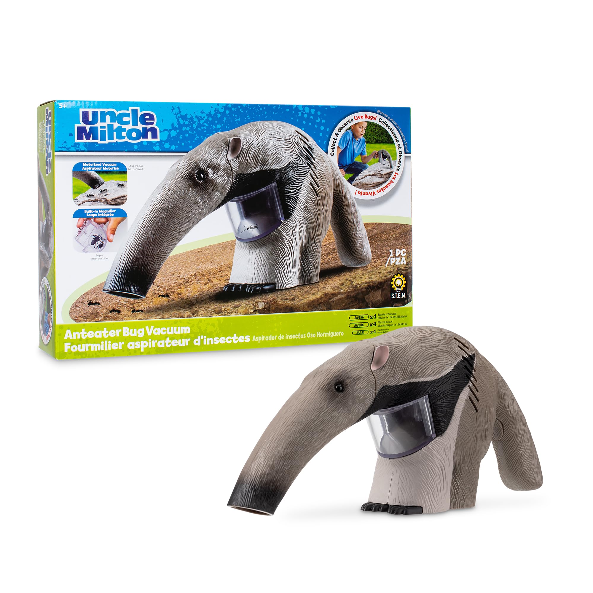 Uncle Milton | Ant Eater Bug Vacuum 2.0 | Live Ecosystem Ant Habitat, STEM Educational Kids Toy, Study Behavior at Home & School | Basic Fun 14998