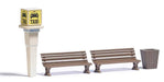 Busch 7763 HO Scale Taxi Callbox with 2 Benches