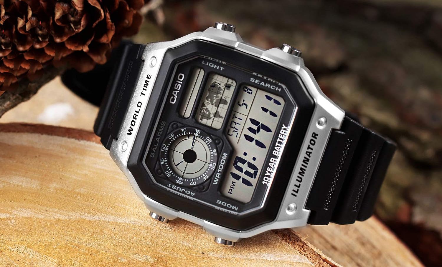 Casio Men's Digital Quartz Watch with Plastic Strap AE-1200WH-1CVEF