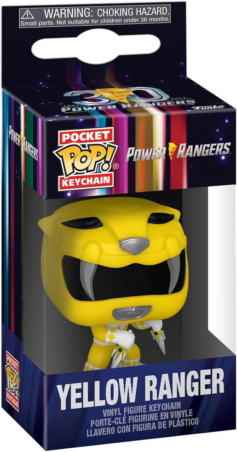 Funko POP! Keychain: Mighty Morphin Power Yellow Rangers 30th - YLW Yellow Ranger - Power Rangers TV - Collectable Vinyl Mini Figure Novelty Keyring - Stocking Filler - Gift Idea - TV Fans