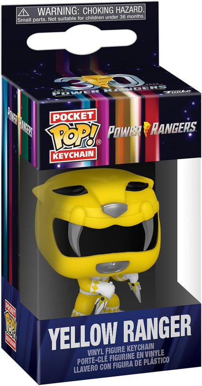 Funko POP! Keychain: Mighty Morphin Power Yellow Rangers 30th - YLW Yellow Ranger - Power Rangers TV - Collectable Vinyl Mini Figure Novelty Keyring - Stocking Filler - Gift Idea - TV Fans