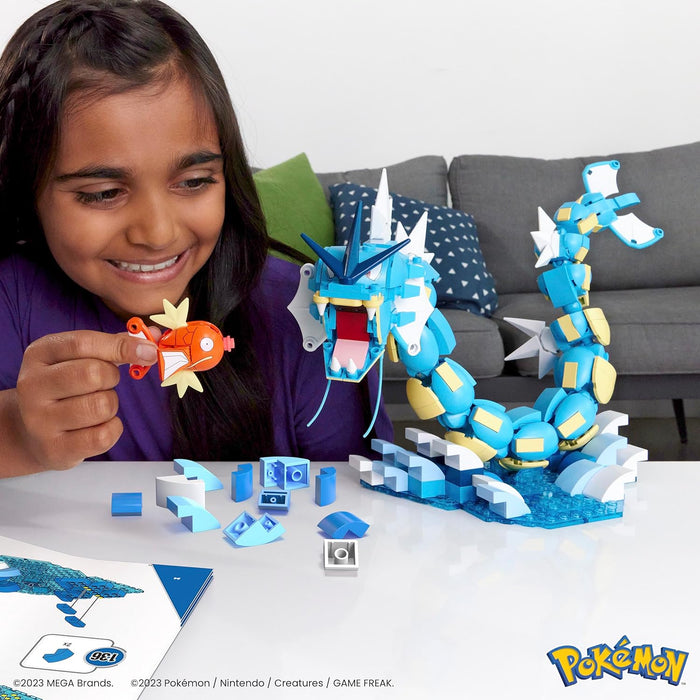 MEGA Pokémon Action Figure Building Toys Set for Kids, Magikarp Evolution Set with 411 Pieces, Buildable and Poseable Gyarados, 20 inches, HNT95