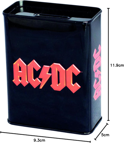 Sound and Dress Box with ACDC Motif, Metal, Black, 9 x 4.5 x 11.5 cm