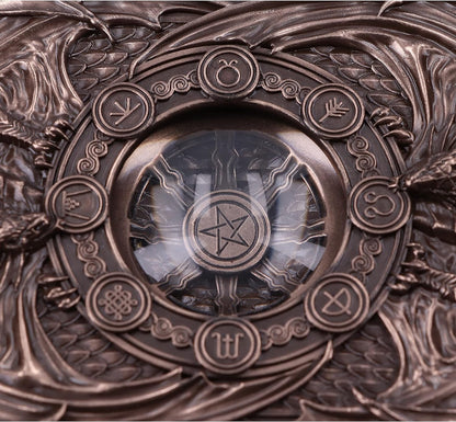 Nemesis Now Dragons of the Sabbats Tarot Box 14.5cm, Resin, Bronze, Anne Stokes Fantasy Giftware, Tarot Card Box, Finished in Bronze, Storage Box, Cast in the Finest Resin, Hand-Painted