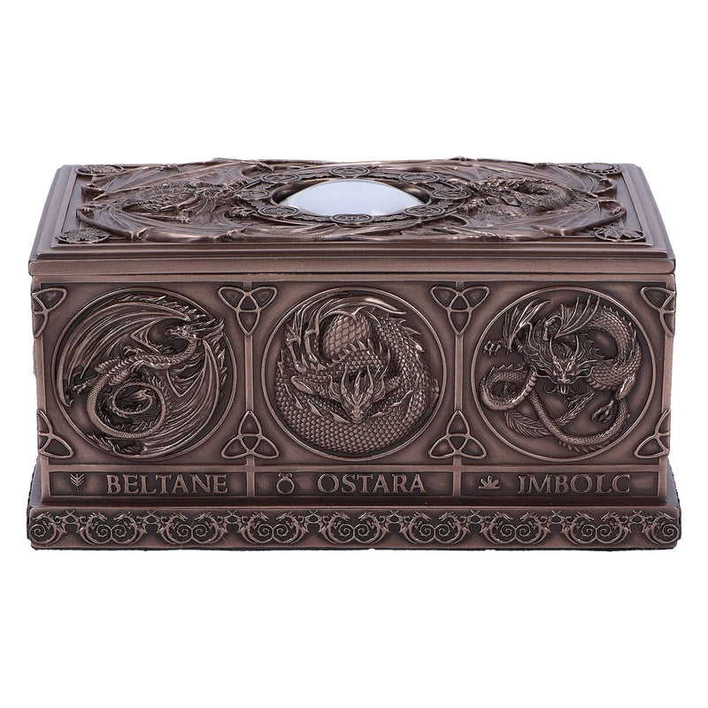 Nemesis Now Dragons of the Sabbats Tarot Box 14.5cm, Resin, Bronze, Anne Stokes Fantasy Giftware, Tarot Card Box, Finished in Bronze, Storage Box, Cast in the Finest Resin, Hand-Painted