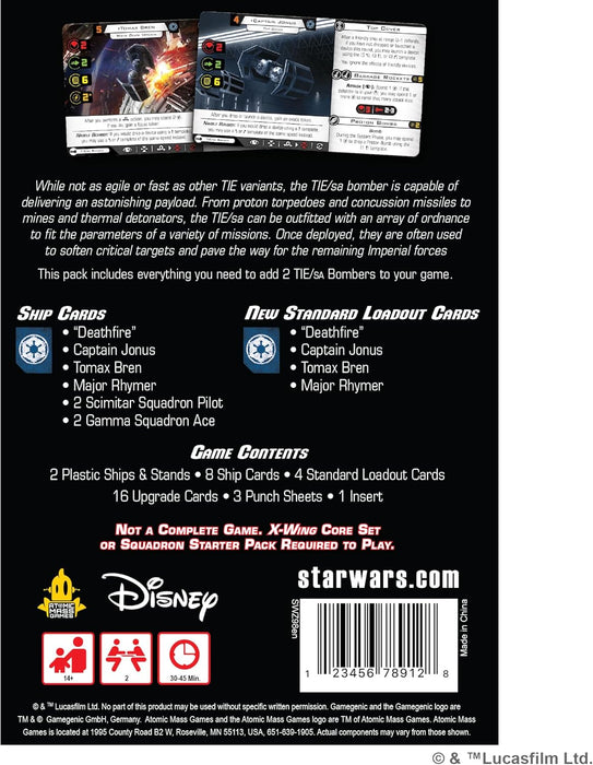 Atomic Mass Games | Star Wars X-Wing: TIE SA Bomber | Miniatures Game | Ages 14+ | 2 Players | 90 Minutes Playing Time