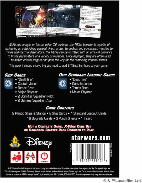 Atomic Mass Games | Star Wars X-Wing: TIE SA Bomber | Miniatures Game | Ages 14+ | 2 Players | 90 Minutes Playing Time